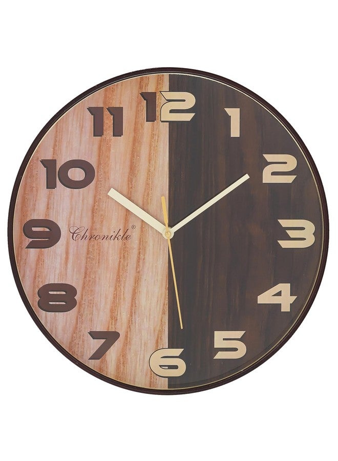 CHRONIKLE Beautiful Analog English Number Brown Round Plastic Case Wall Clock for Home Office Decor Living Room Bedroom (Size: 29.5 x 4 x 29.5 CM | Weight: 450 Gram) - Image 3
